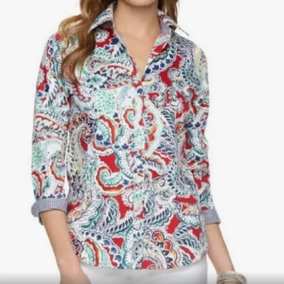 CHAPS No-Iron Button Down Size Large 3/4 Sleeve w/ Contrast Cuffs - Picture 7 of 7